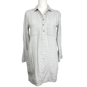 Marine Layer Women's‎ Gray Long Sleeve Quinn Popover Shirt Dress Size Medium